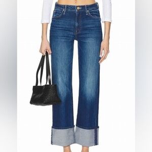 Mother The Checkerboard  Duster Flood Cuff Jeans In Bunny Hop